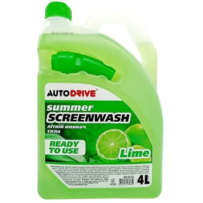 Омыватель стекла летний, Auto Drive Summer Screen Wash Lime PEТ 4 л
