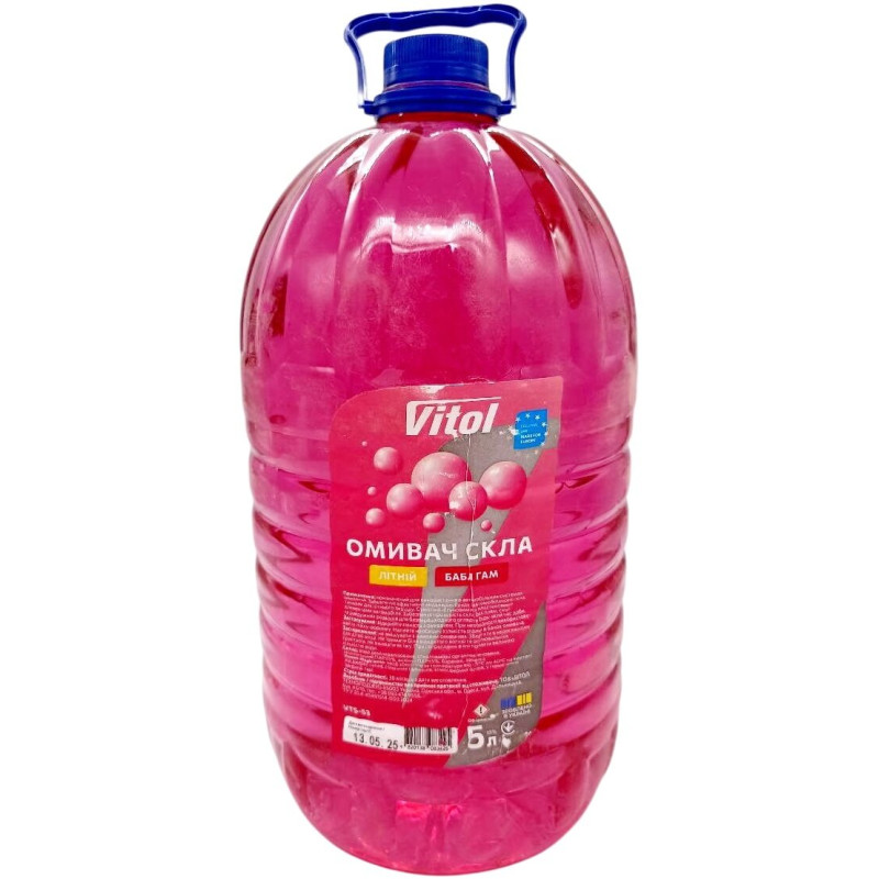 Омивач скла літній VITOL 5л Бабл Гам Омивач скла літній VITOL 5л Бабл Гам