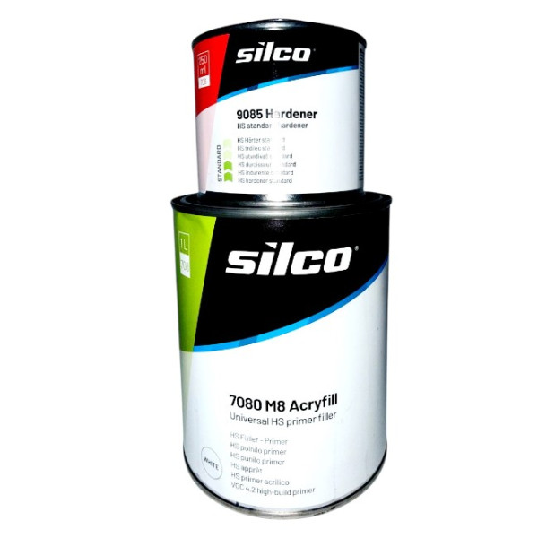 Грунт акриловый Белый Silco 7080 HS M8 4+1, (1л.+затв. 9085 0,25л.)