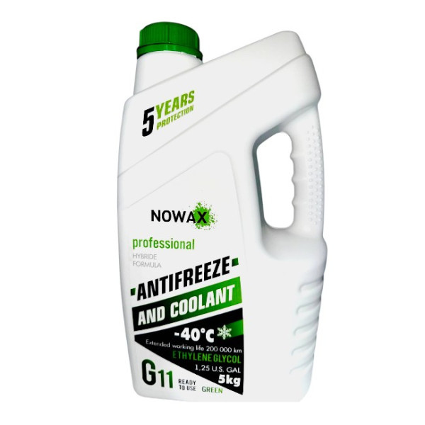 Антифриз NOWAX G11 -40°C зеленый готовая жидкость 5 кг (NX05003)