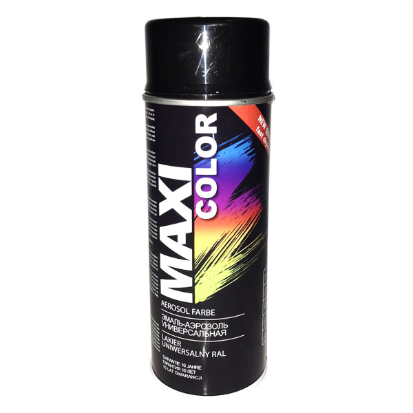 Краска аэрозольная MAXI COLOR RAL 9005 Glossy черная глянцевая 400мл (арт. МХ9005)